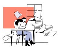 kvinde der skriver ved computer