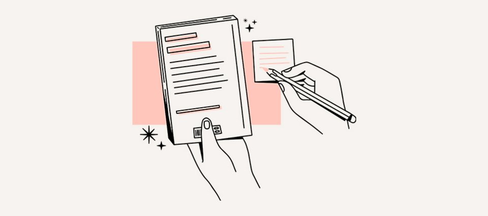 Illustration af en flaptekst